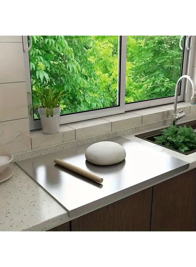 XL Stainless Steel L Shaped Kitchen Cutting Board Countertop Protection For Chopping Vegetables Meat Dough Baking - Image 2